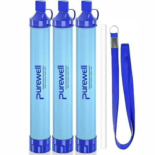 Vista 7 de Purewell - Filtro de agua al aire libre de filtración de agua personal; purificador de agua con mecanismo de urgencia con pajilla para supervivencia