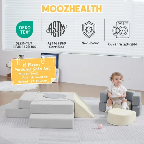 Vista 5 de 13 Piezas Bloques de Escalada de Espuma para Niños Pequeños de 1-3 Años Juego Suave de Escalada Floral para Niños para Interiores, Juguetes