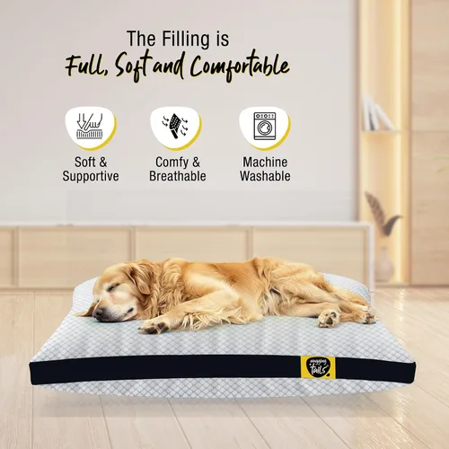 Vista 4 de Wagging Tails Cama para perros con funda extraíble impermeable lavable Sofá de microfibra y espuma viscoelástica triturada Saco de dormir
