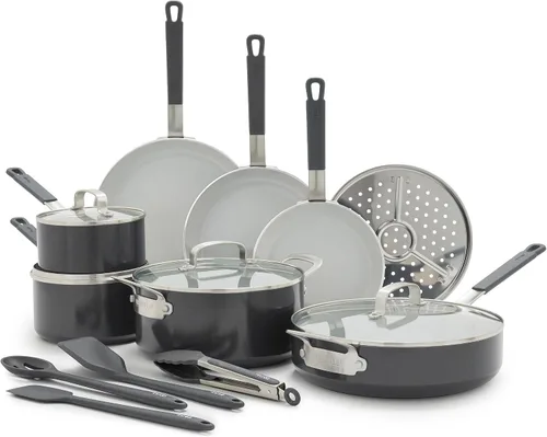 Vista 19 de GreenPan x Bobby Flay 10 Piece Nonstick Cookware Pots and Pans Set, PFAS-Free Diamond Ceramic, Induction Suitable, Easy Clean Dishwasher & Oven