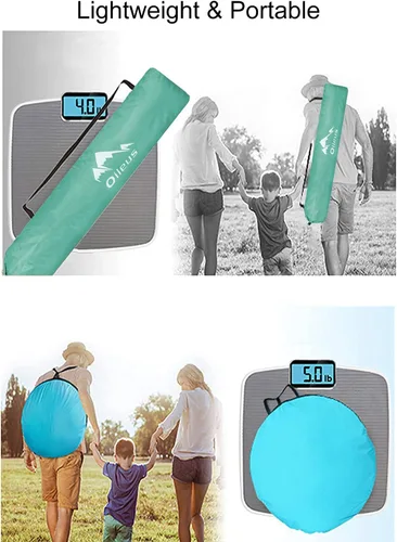 Vista 7 de Oileus - Tienda de campaña de playa XL para 4 personas, tienda de campaña portátil instantánea para playa con bolsa de transporte, estacas, 6 bolsas