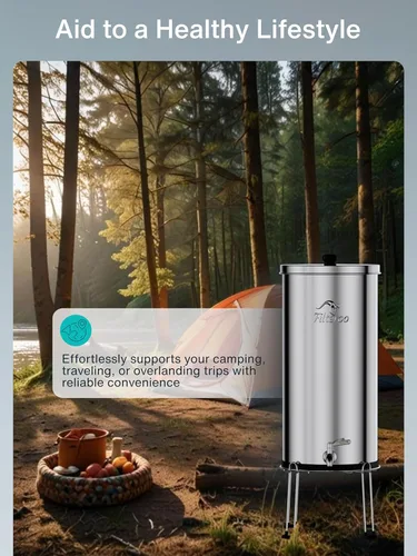 Vista 6 de Sistema de filtro de agua por gravedad para encimera, 3.17 galones/12L, acero inoxidable 304, purificador de agua alimentado por gravedad con 2