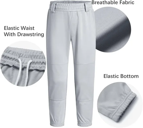 Vista 5 de QBK 2T3T4T5T Pantalones de béisbol para niños pequeños, pantalones de sóftbol para niños, pantalones de pelota para niño y niña