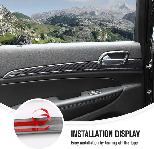 Vista 3 de JeCar Panel de tablero de consola central, cubiertas interiores de manijas de puerta, accesorios interiores compatibles con Jeep Grand Cherokee WK2