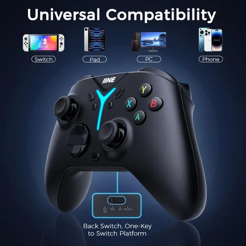 Vista 2 de IINE Wireless PC Controller, (No Drift) Wireless Gaming Controller with Bluetooth Adaptor for PCSwitchSteamPhonePad, Gamepad Game Controller with