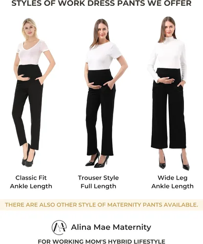 Vista 9 de Pantalones de maternidad cómodos elásticos para mujer, pantalones capri casuales de embarazo para el trabajo