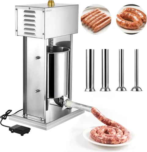 Vista 14 de VEVOR Relleno eléctrico de salchichas, relleno vertical de carne de 22 10l