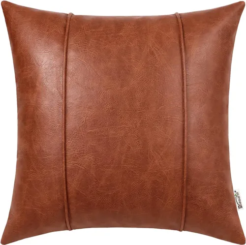 Vista 19 de BRAWARM Funda de almohada de piel sintética de 16 x 16 pulgadas, color Negro