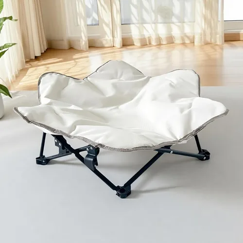Vista 4 de Cama elevada para perro, cuna para mascotas, cama plegable para perro, cama elevada para gatos para camping, patio trasero, uso en interiores