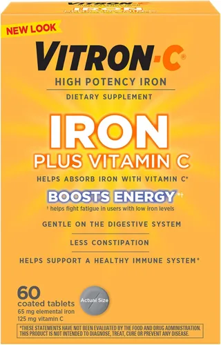 Vista 9 de Vitron-C Suplemento de hierro, una vez al día, suplemento de hierro de alta potencia con vitamina C y suplemento de hierro y apoyo inmune