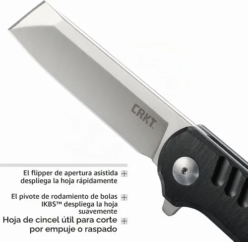 Vista 5 de CRKT Razel GT - Navaja plegable asistida con bloqueo de forro: hoja de borde plano de acero inoxidable, mango de aluminio, clip para bolsillo, 4031