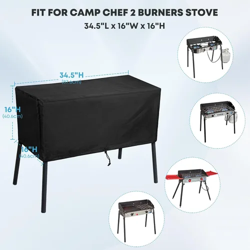 Vista 2 de Cubierta de patio Stanbroil para estufa de campamento Chef de 2 quemadores, cubierta de estufa para exteriores de 14'' x 32'' para estufa