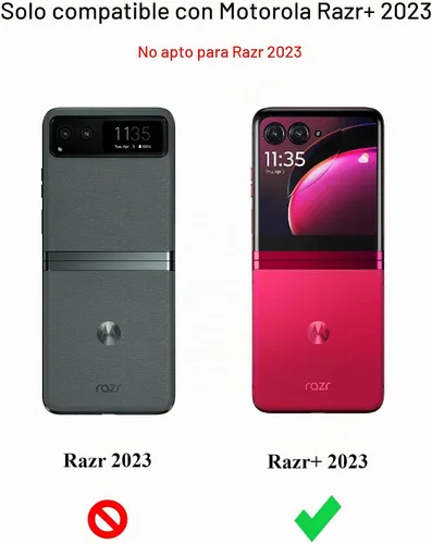 Vista 2 de Cresee Funda para Motorola Razr Plus 2023 Con Protector De Pantalla Externa - Funda De Teléfono De PC Dura Delgada Para Moto Razr+2023 - Negro+Vidrio