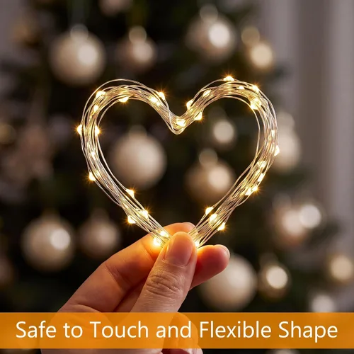 Vista 4 de Macarrie USB String Lights 33 ft 100 LED Fairy Lights Powered String for Christmas Indoor Outdoor Wedding Party Tree Home Festival Garden Black