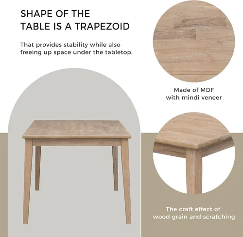 Vista 8 de Juego de mesa de comedor de 6 piezas con 4 sillas tapizadas y banco, mesa de comedor rectangular de madera de estilo tradicional para cocina, sala