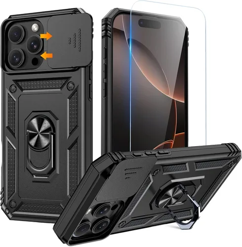 Vista 27 de Goton Funda para iPhone 14 Plus con Protector de Pantalla - Funda con Cubierta Deslizante para Cámara con Soporte de Anillo, Resistente de Grado
