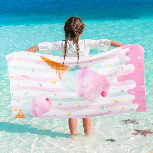 Vista 10 de WERNNSAI Toalla de playa para niños, 30 x 60 pulgadas, Axolotl de secado rápido, sin arena, toalla de playa para niñas, toalla de playa