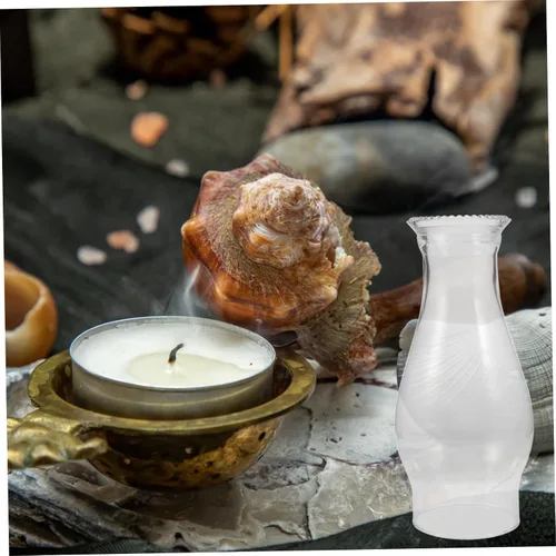 Vista 5 de Lámpara de cristal transparente, pantalla de queroseno de vidrio para chimenea, cubierta de lámpara de aceite, cubierta de portavelas con capucha