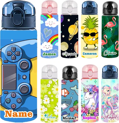 Vista 28 de Botellas de agua personalizadas con tapa, botella personalizada de 26 onzas con nombre, botellas de agua de plástico personalizadas, a prueba