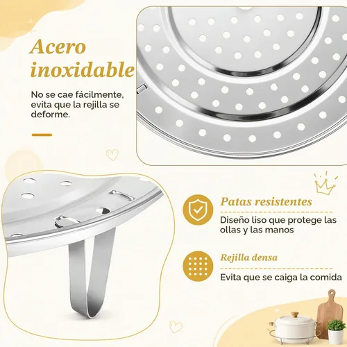Vista 3 de Estante de vapor para ollas, estante de vapor de acero inoxidable de 11.8