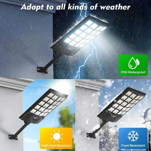 Vista 10 de Luces solares de inundación para exteriores, luz de calle con sensor de movimiento impermeable con control remoto, iluminación de seguridad