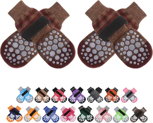 Vista 17 de PUPTECK Calcetines antideslizantes para perros con agarres de doble cara para perros pequeños, medianos y grandes, suelos de madera dura que evitan