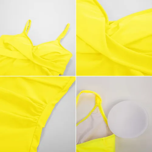 Vista 4 de CURLBIUTY Trajes de baño tankini de dos piezas para mujer, modesto control de abdomen, trajes de baño