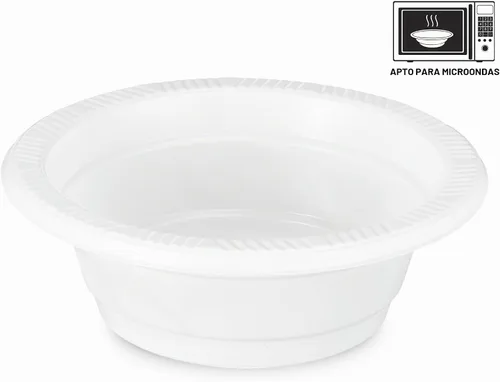 Vista 2 de Basix [100 unidades] Cuencos desechables de plástico blanco de 5 onzas para postre, aptos para microondas, ideales para la escuela, comida para 1