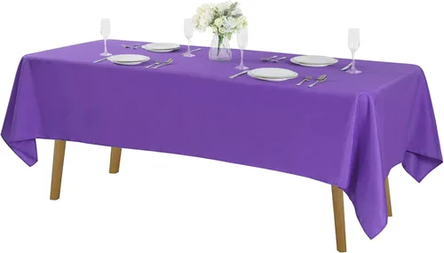 Vista 80 de Mantel rectangular de tela de poliéster lavable de 60 x 120 pulgadas, para decoración de bodas, fiestas, comedores, banquetes