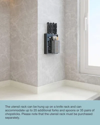Vista 3 de Soporte para cuchillos de pared de cocina, almacenamiento de cuchillos debajo del gabinete, organizador de cuchillos para puerta de gabinete