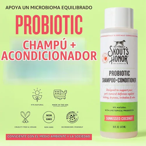 Vista 2 de SKOUT'S HONOR Champú y acondicionador probiótico para perros, SC, 16 onzas