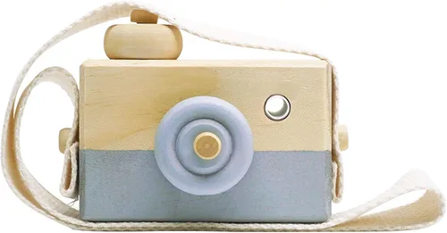 Vista 8 de Juguetes de madera para bebés, mini cámara de juguete, lindo juguete mini para bebés y niños, accesorios para colgar en el cuello con fotografía