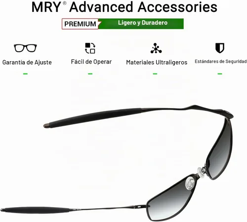 Vista 3 de Mryok Auriculares de repuesto para gafas de sol Oakley Whisker/Square Whisker/Juliet/Wiretap/Big Square Wire/A Wire - Opciones Negro