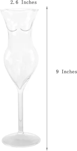 Vista 4 de 2 vasos de cristal transparente sexy Naked Miss con forma de cuerpo, vaso de cóctel transparente soplado a mano para cócteles, fiestas, decoración