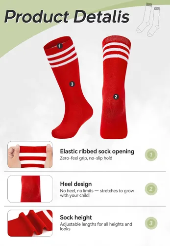 Vista 29 de Zando Calcetines de fútbol para niños, hasta la rodilla, para jóvenes, béisbol, fútbol, sóftbol, niños y niñas, de algodón suave sobre