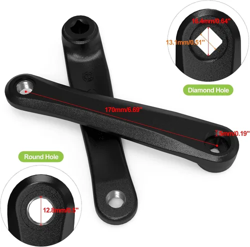 Vista 2 de BAFANG Brazo de manivela de 6.693 in bicicleta eléctrica agujero de diamante manivela motor medio bielas piezas esenciales accesorio motor medio
