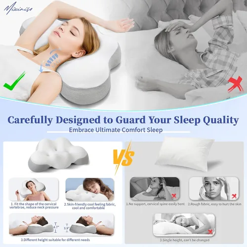 Vista 3 de Almohada cervical para el cuello, almohada para dormir de lado para adultos, almohada cervical para cuello y hombros, almohadas ortopédicas