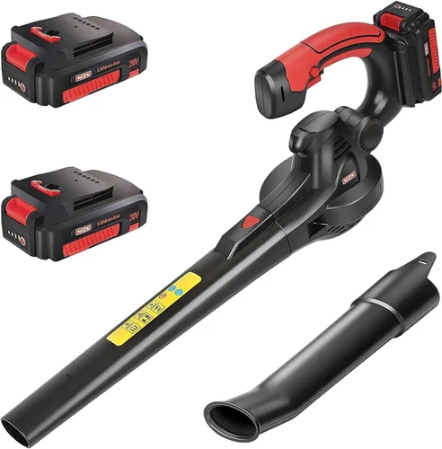 Vista 9 de MZK Soplador de hojas inalámbrico, soplador eléctrico de 20 V con batería para el cuidado del césped, soplador de hojas eléctrico ligero para soplar