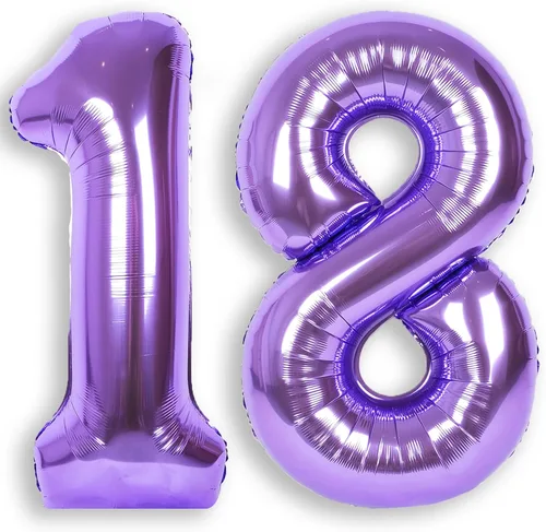 Vista 33 de Globo de número 0 de 40 pulgadas de RainbowQ Party, grande, color púrpura, para niños o niñas, números del 0 al 9, de papel de aluminio y Mylar
