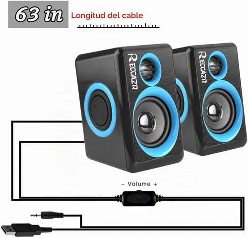 Vista 5 de RECCAZR SP2040 Altavoces de computadora envolvente con graves profundos USB con cable multimedia altavoz para PC/portátiles/teléfono inteligente