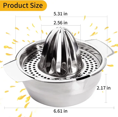 Vista 2 de Exprimidor de Frutas de Acero Inoxidable, Exprimidor Manual de Limón, Exprimidor Manual de Frutas para Herramienta de Cocina