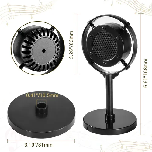 Vista 5 de Facmogu Modelo de accesorios de micrófono retro, micrófono de plástico falso antiguo de 1930 a 1940, accesorios de micrófono retro vintage