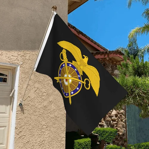 Vista 6 de Bandera de Insignia de rama del Cuerpo de Intendente de Estados Unidos, 3 x 5 pies, poliéster duradero de doble cara, divertida pancarta decorativa