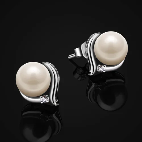 Vista 3 de Jewlldeen Pearl Earrings for women, 925 Sterling Silver Studs Jewelry,Gifts for Women, Wife,Mom,Girls, Her