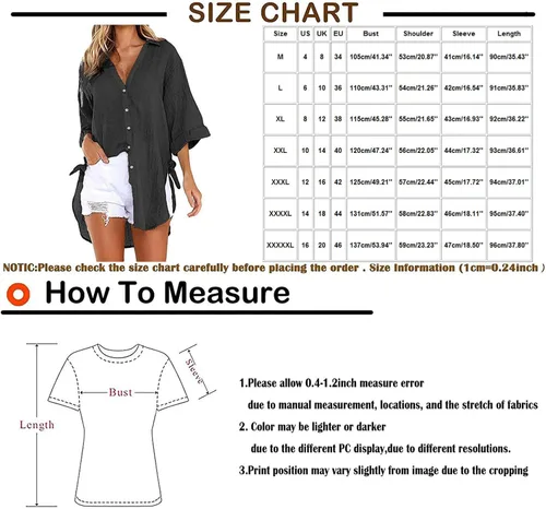 Vista 70 de Camisas de manga larga con botones para mujer, asimétricas, casuales, con cordones, túnica de gran