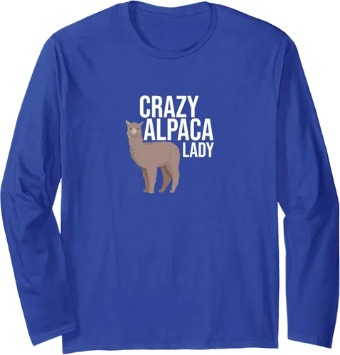 Vista 3 de Crazy Alpaca Lady - Divertida camiseta de manga larga con diseño de llama de alpaca, Negro