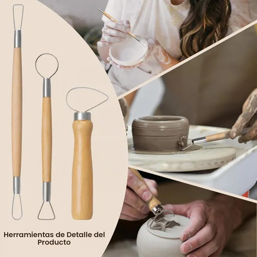 Vista 4 de Amrules - Kit de herramientas de escultura de arcilla polimérica de 43 piezas para adultos, color amarillo claro