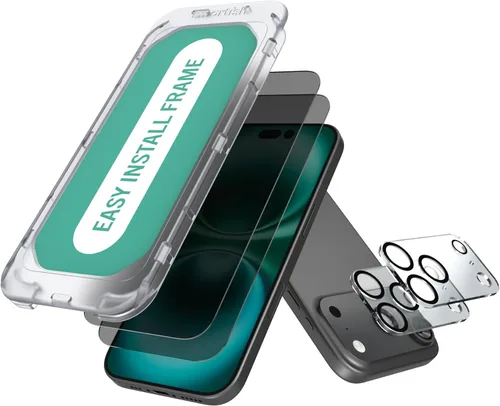 Vista 26 de Smartish® Protector de pantalla de privacidad para iPhone 17 + Cubiertas para lentes de cámara - Tuff Sheet - Paquete de 2 vidrio templado