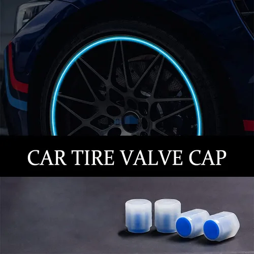 Vista 7 de deemars Tapones universales fluorescentes para válvulas de neumáticos de automóvil, 4 piezas, azul, ABS + material luminoso, compatible