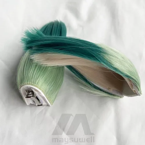 Vista 7 de Peluca de anime Genshin Impact Sucrose Cosplay peluca verde degradado largo con gorra de peluca gratis para Comic Con, espectáculo de cosplay